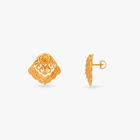 Regal Bloom Gold Stud Earrings
