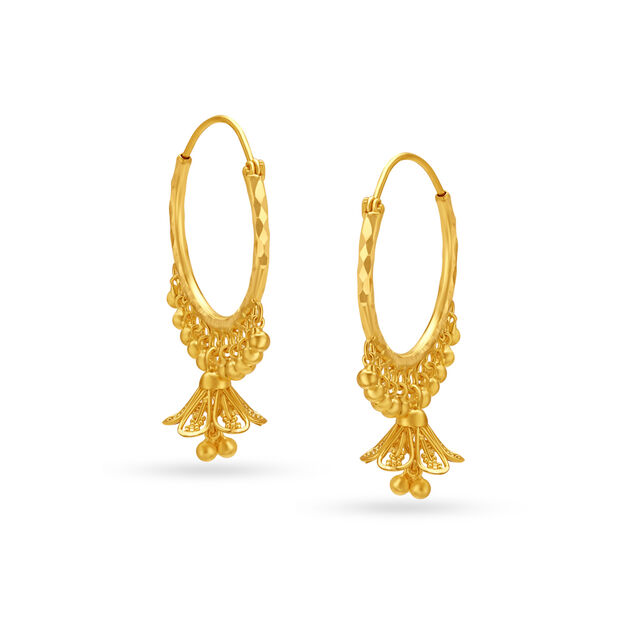 Elaborate Gold Hoops with Jhumka,,hi-res image number null
