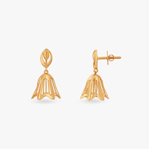 Petal Dome Gold Jhumka Earrings