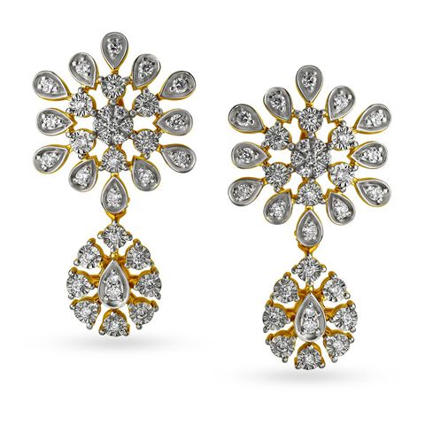 Resplendant Floral Diamond Drop Earrings