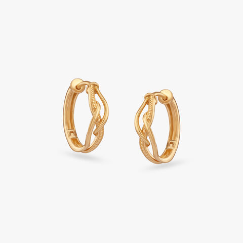 Braided Twist Gold Hoop Earrings