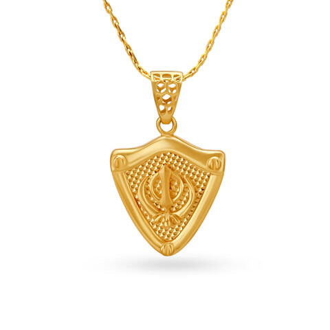 Khanda Shield Gold Pendant for Men