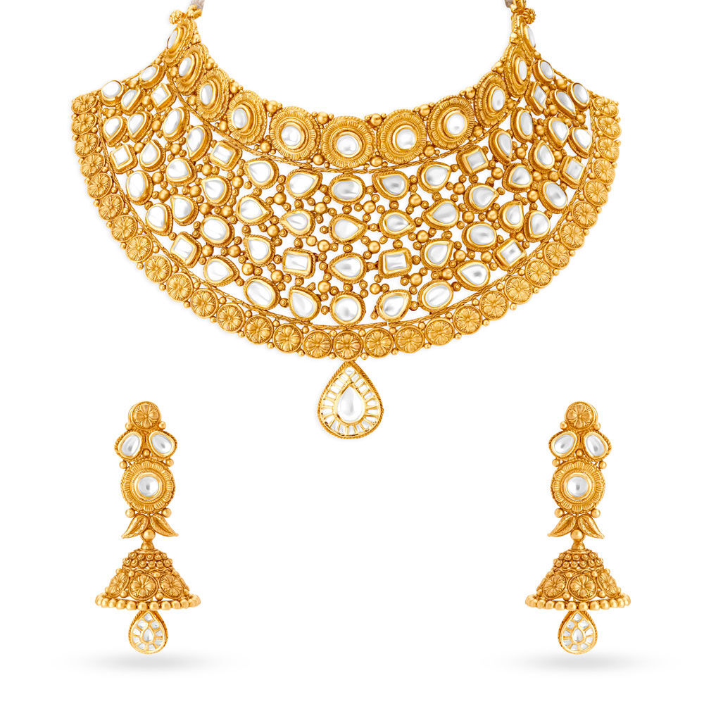 Royal Nature Inspired Gold Necklace Set for the Contemporary Bride