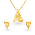 Contemporary Gold Pendant Earrings Set,,hi-res image number null