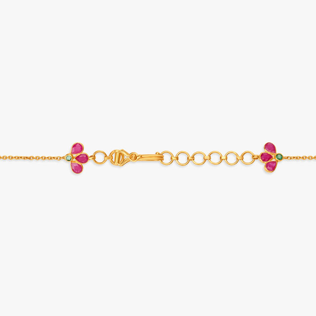 Resplendent Petals Ruby Floral Pendant with Chain and Earrings Set,,hi-res image number null