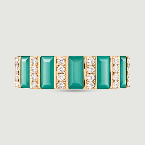 Sleek Alternating Green Onyx Ring