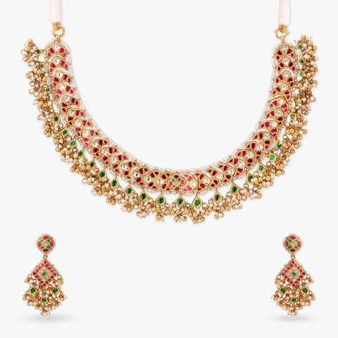 Crimson Scallop Gold Necklace Set