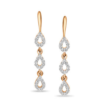14 KT Rose Gold Abstract Diamond Drop Earrings