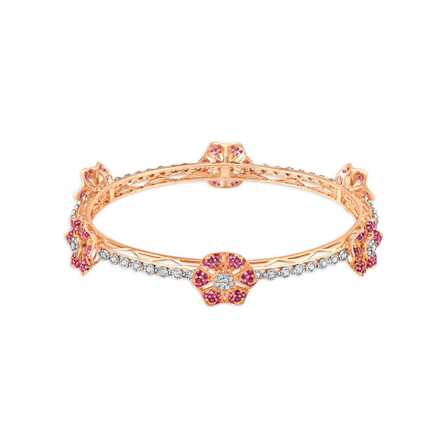 Regal Diamond and Ruby Bangle in a Combination of White and Rose Gold,,hi-res image number null