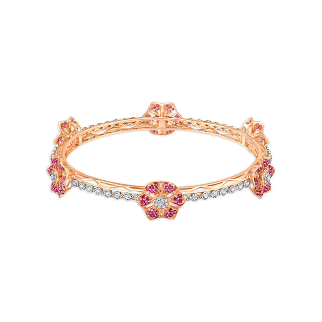 Regal Diamond and Ruby Bangle in a Combination of White and Rose Gold,,hi-res image number null