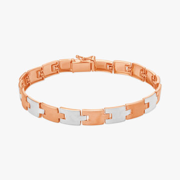 Modern Hollow Rhodium and Gold Bracelet for Men