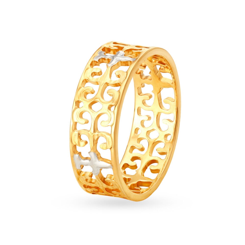 Enrapturing 22 Karat Yellow Gold Leaf Finger Ring