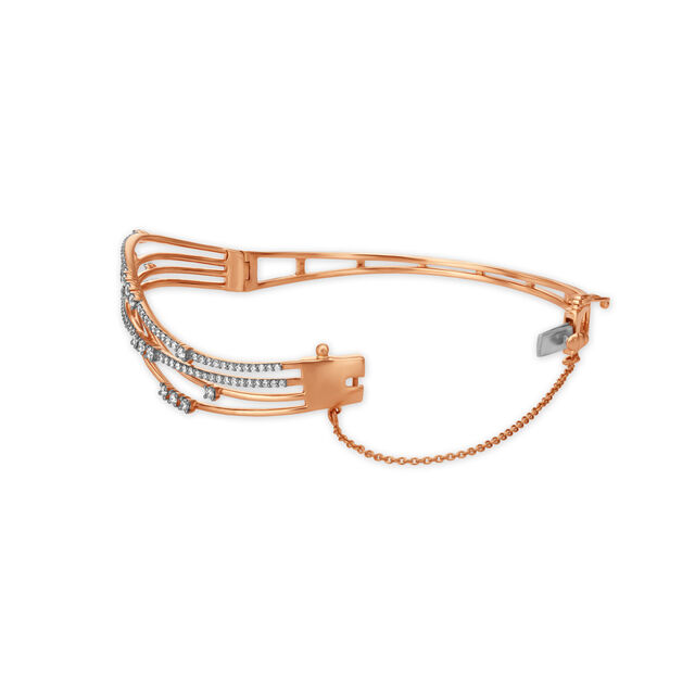 Modern Oval Diamond Bangle in Rose Gold