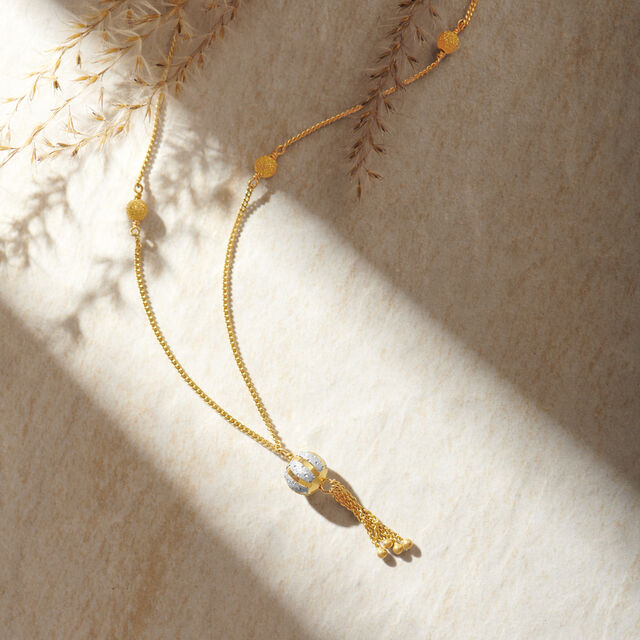 Bead and Tassels Diamond Pendant with Chain