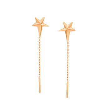 14KT Rose Gold Drop Earrings With Star Design
