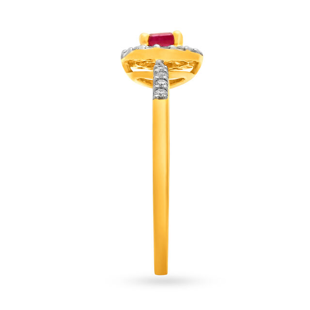 Ruby Studded Diamond Finger Ring,,hi-res image number null