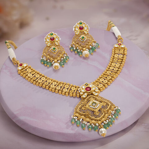 Jaalidar Kali Gold Necklace set