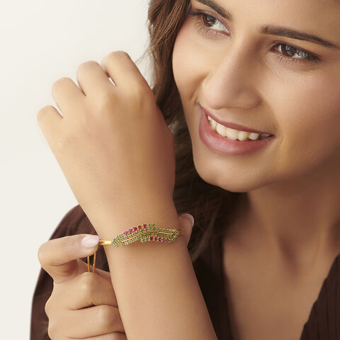 Exquisite Vibrant Ruby and Emerald Bangle