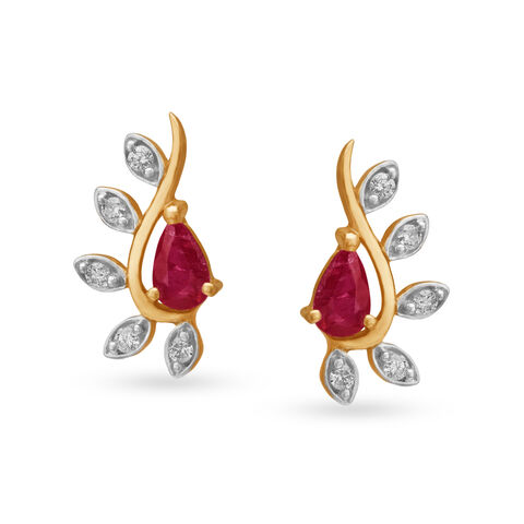 Fancy Resplendent Ruby and Diamond Drop Earrings