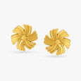 Stately Floral Gold Stud Earrings,,hi-res image number null