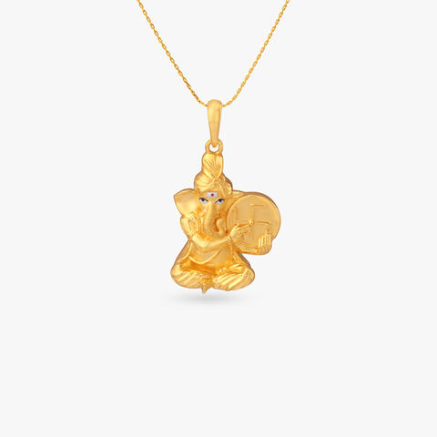 Swastik Ganesha Gold Pendant