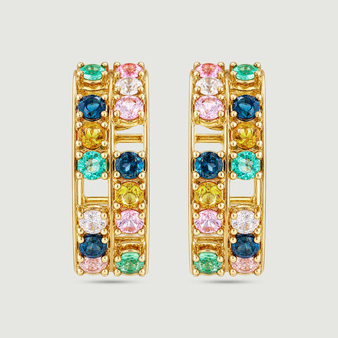Vibrant Mosaic Multicolour Hoop Earrings