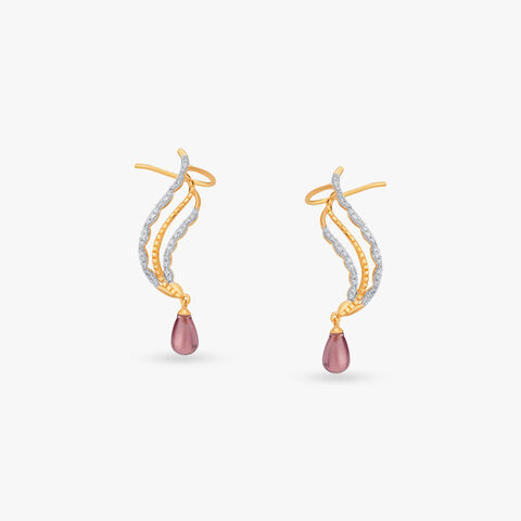Twin Curve Diamond Drop Earrings
