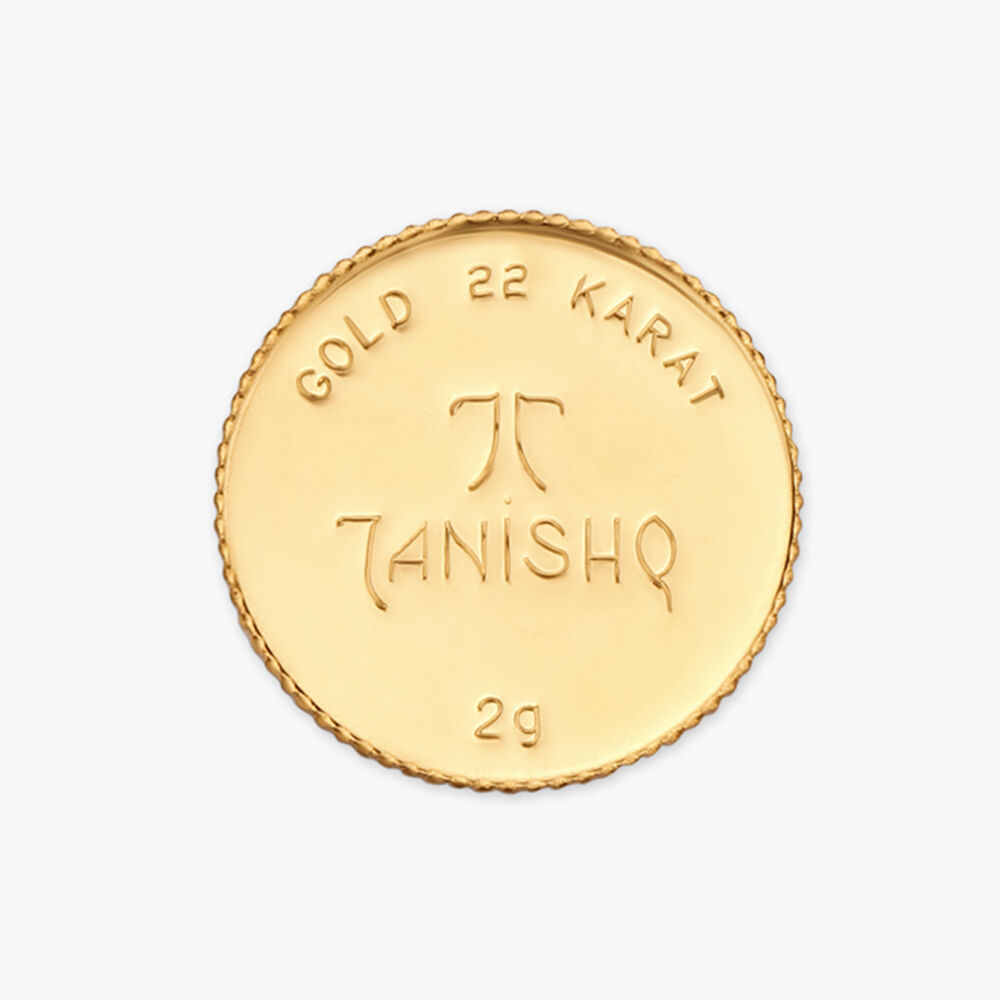 2 gram 22 Karat Gold Coin with Lakshmi Ganesha Motif