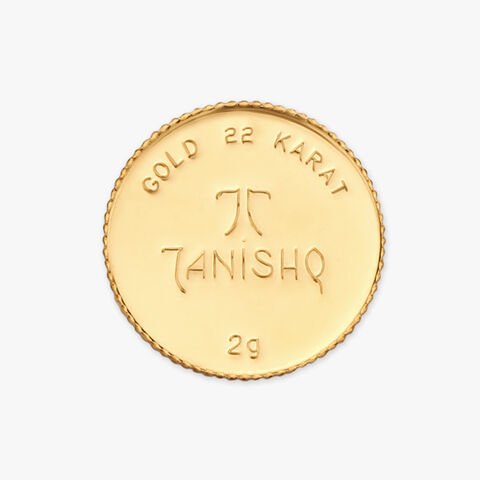2 gram 22 Karat Gold Coin with Lakshmi Ganesha Motif