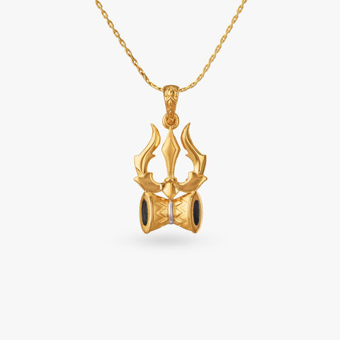 Divine Trishul Damru Gold Pendant