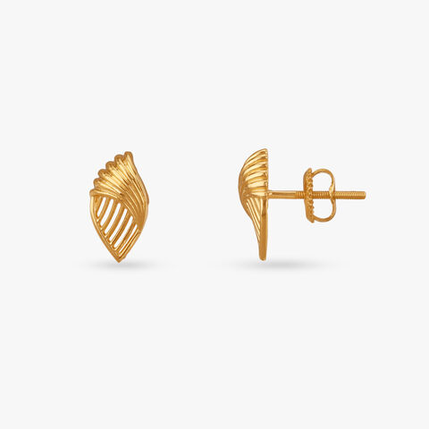Tapered Leaf Gold Stud Earrings