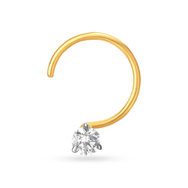 Delicate Gold and Diamond Nose Pin,,hi-res image number null
