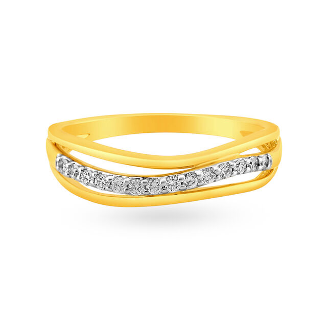 Charming 18 Karat Yellow Gold And Diamond Finger Ring,,hi-res image number null