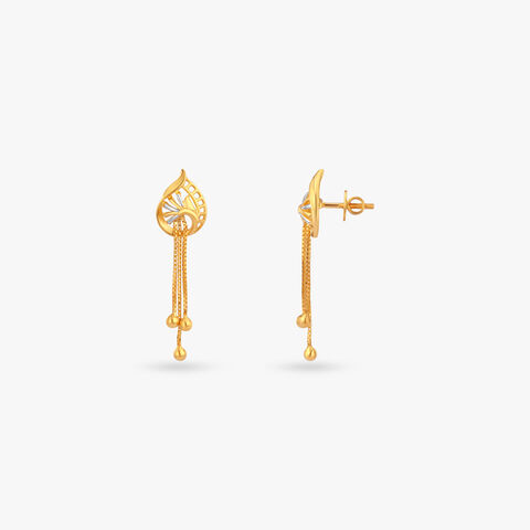 Whispering Leaf Gold Drop Earrings