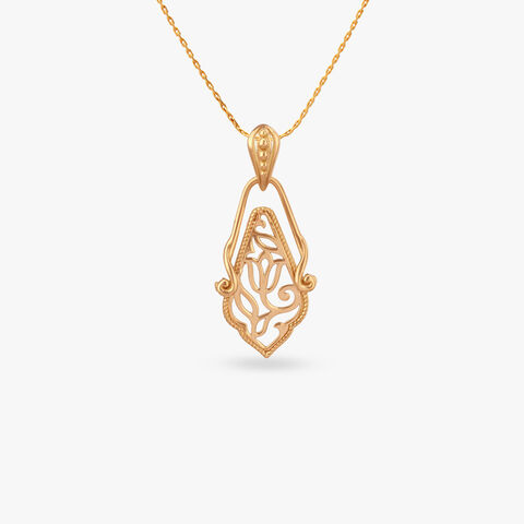 Filigree Leaf Gold Pendant