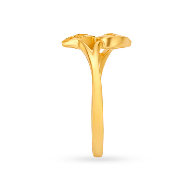 Charming Yellow Gold  Dual Leaf Finger Ring,,hi-res image number null