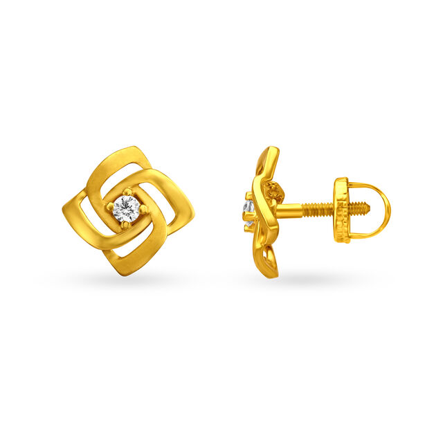 Elegant Contemporary Gold Stud Earrings,,hi-res image number null
