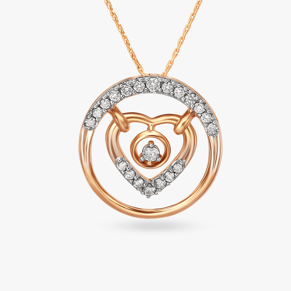 14K Gold Heart Cut Diamond Pendant Halo Necklace – deBebians