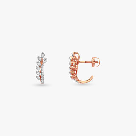 Leaf Trail Diamond Hoop Earrings