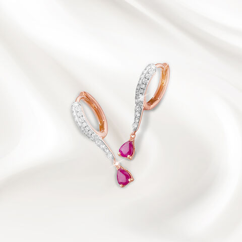 Crimson Swing Diamond Hoop Earrings