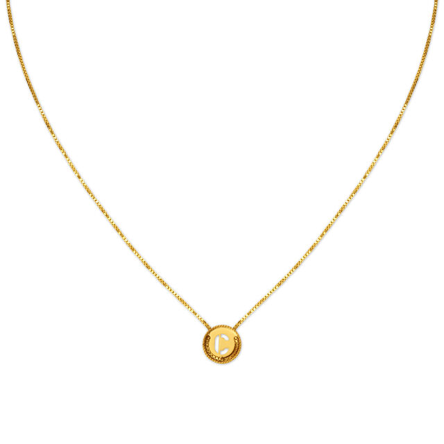 Letter C Gold Pendant with Chain For Kids,,hi-res image number null
