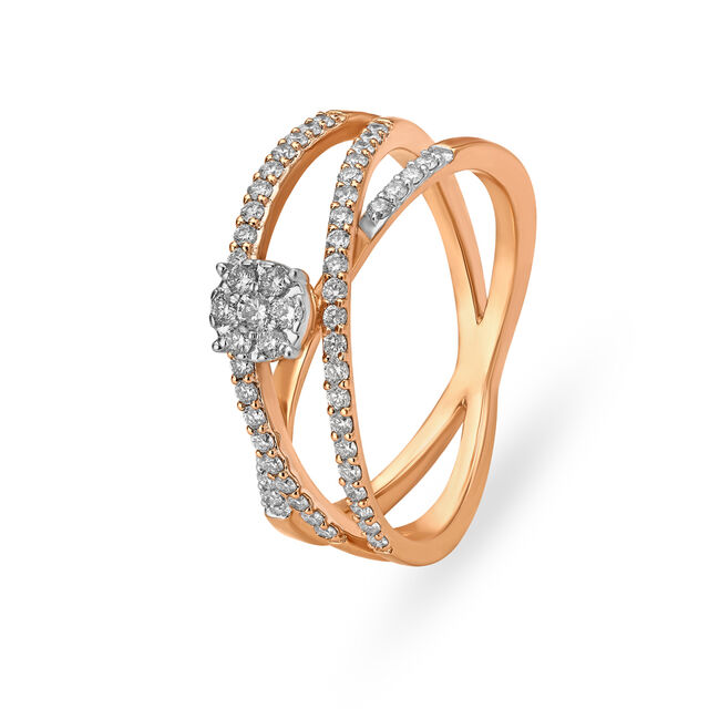 Elegant Rose Gold And Diamond Elliptical Finger Ring