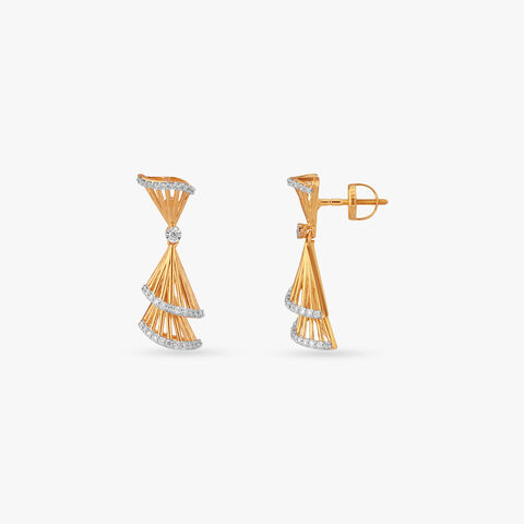 Layered Arcs Diamond Drop Earrings
