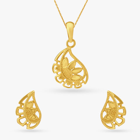 Sunflower Pendant and Earrings Set