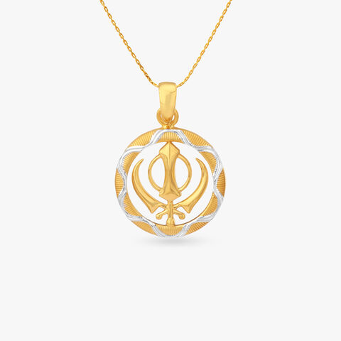Khanda Crest Gold Pendant for Men