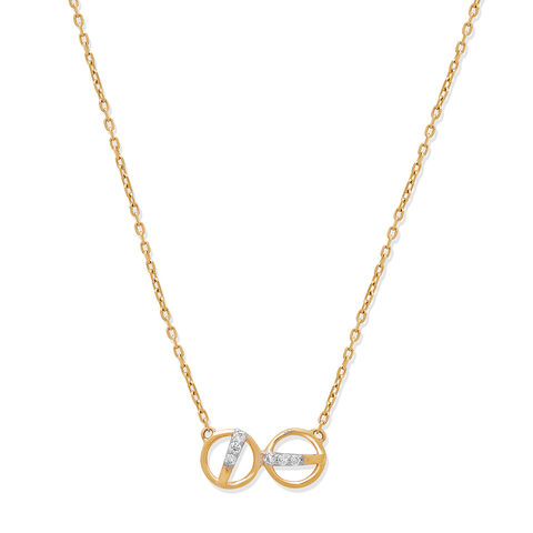 14KT Yellow Gold Delicate Radians Diamond Pendant with Chain