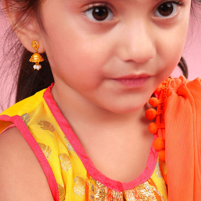 Striking Gold Jhumka Earrings for Kids