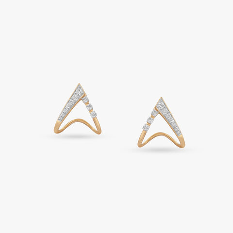 Angular Curve Diamond Hoop Earrings