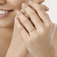 18 KT Yellow And White Detachable Petite Pave Leaf Diamond Ring,,hi-res image number null