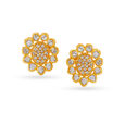 Alluring Floral Motif Gold Stud Earrings,,hi-res image number null
